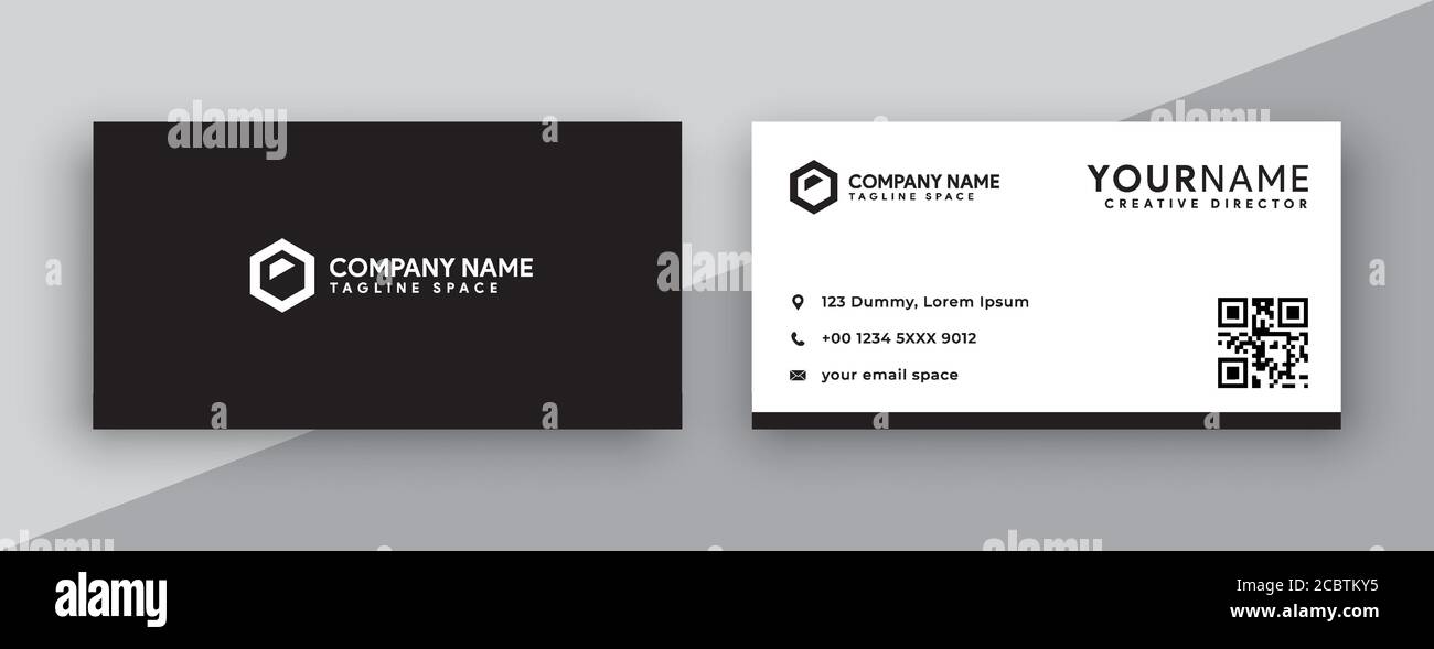 Schwarz-Weiß Visitenkartendesign. Sauberer und moderner Stil. Vektorgrafik Stock Vektor