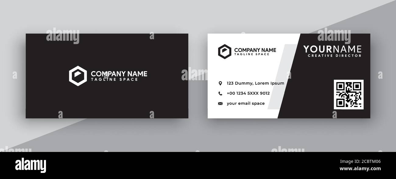 Schwarz-Weiß Visitenkartendesign. Sauberer und moderner Stil. Vektorgrafik Stock Vektor