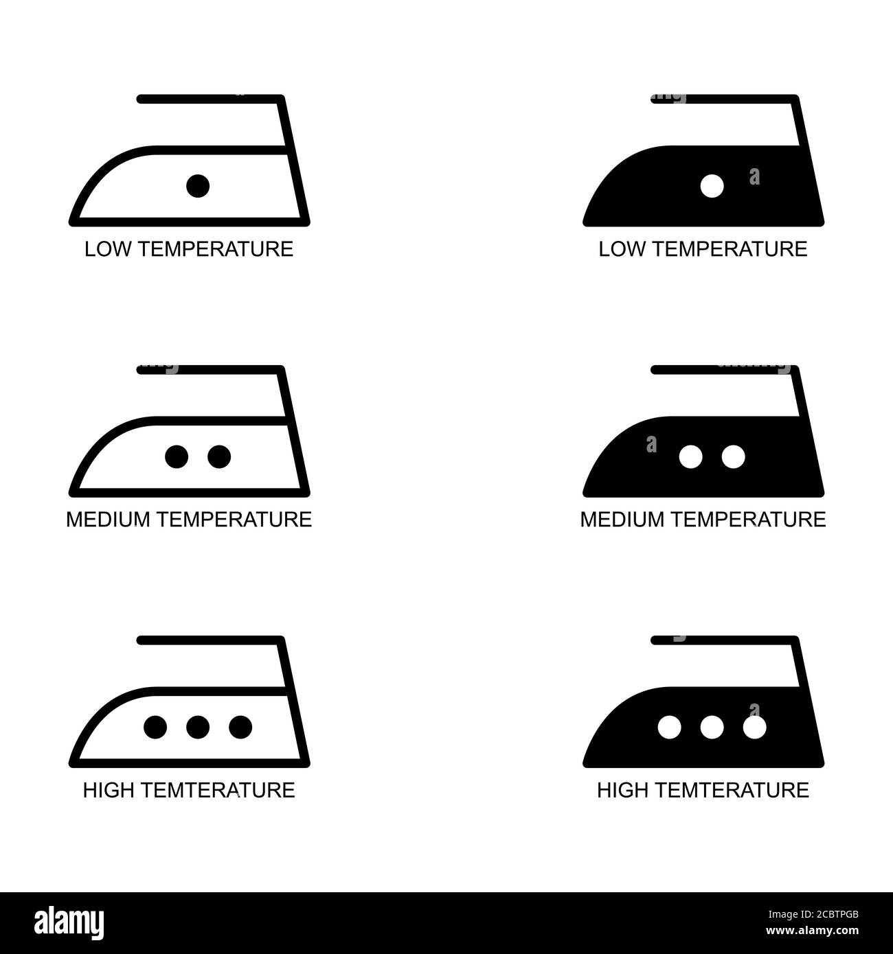 Iron Collection flaches Symbol auf weißem Hintergrund isoliert. Symbol für 3 Bügeltemperaturen. Maschine Vektor Illustration . Stock Vektor