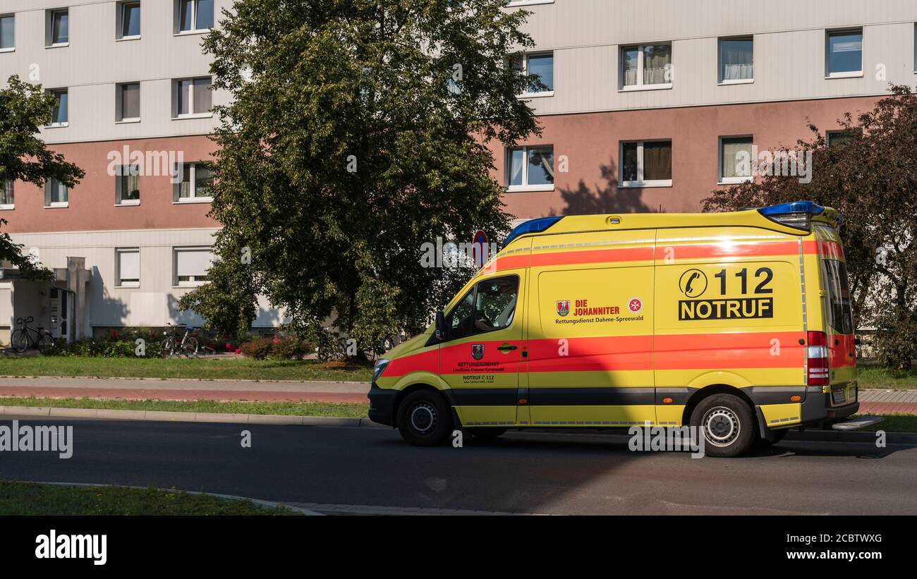 Deutschland , Lübbenau , 11.08.2020 , eine Ambulanz der Johanniter Stockfoto