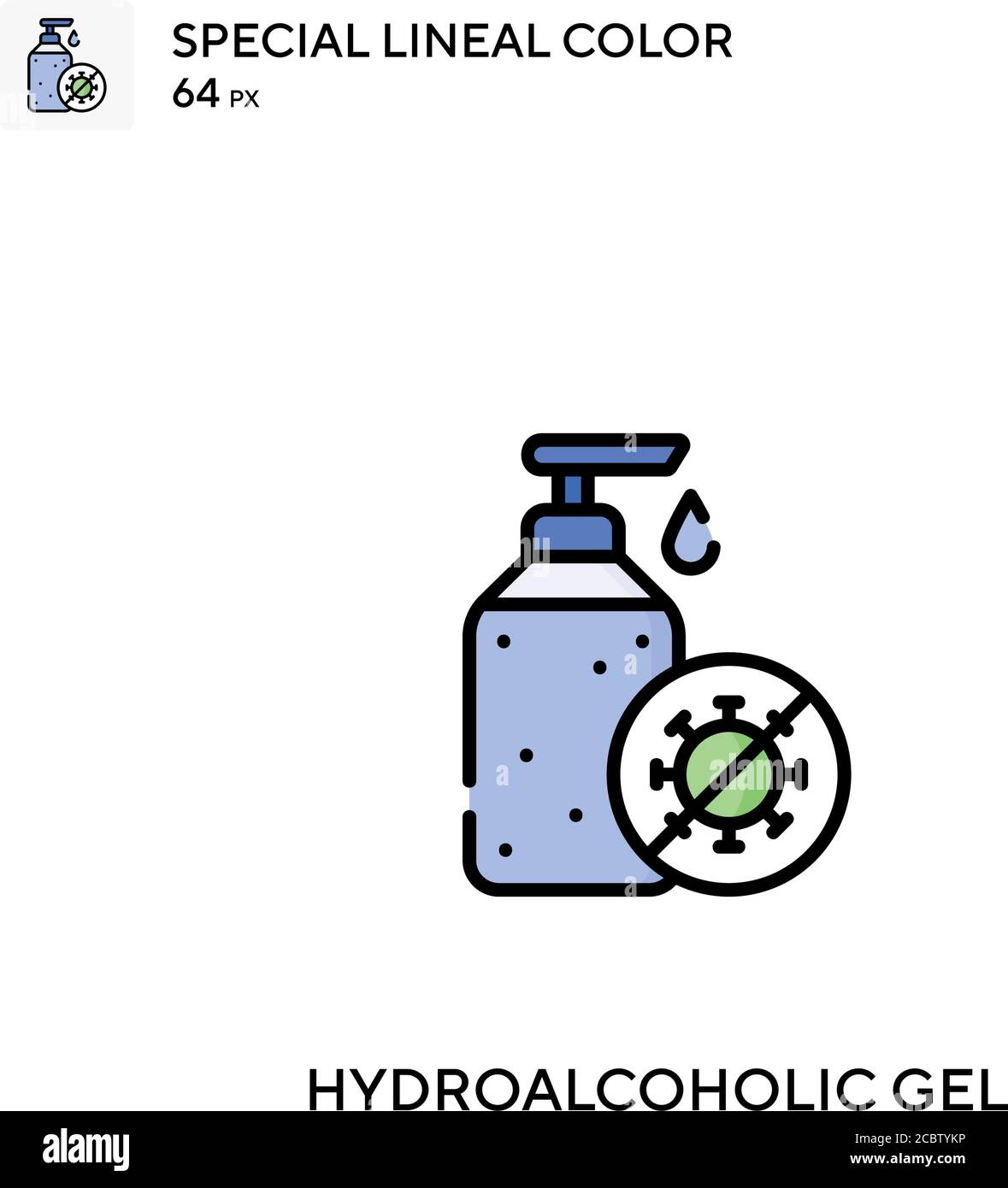 Hydroalkoholisches Gel Spezielle lineare Farbe Vektor-Symbol. Hydroalkoholische Gelsymbole für Ihr Geschäftsprojekt Stock Vektor