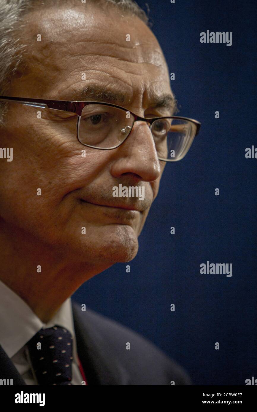 Bilder vom Spin Zimmer nach den Präsidentenwahlen Debatte in St. Louis zwischen Donald J. Trumpf und Hillary Clinton. Stockfoto