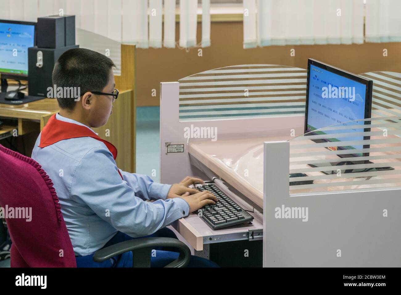 Ein Computerstudium im Mangyongdae Kinderpalast, Nordkorea Stockfoto