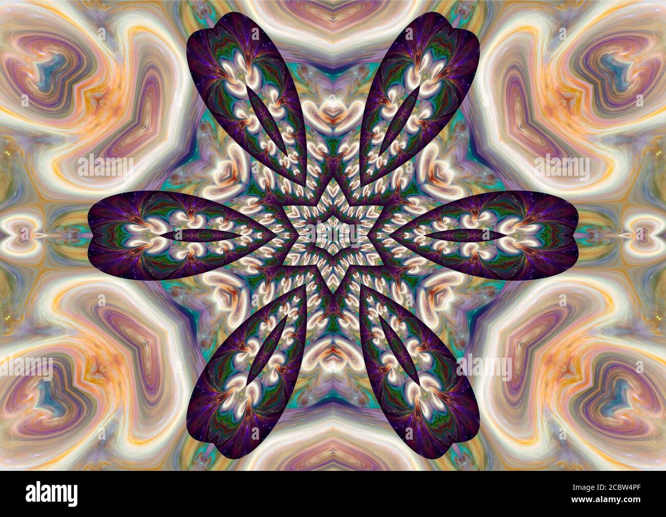 Einzigartige Mandala-Schöpfung. Farbenfrohes, dynamisches, modernes Design. Stockfoto