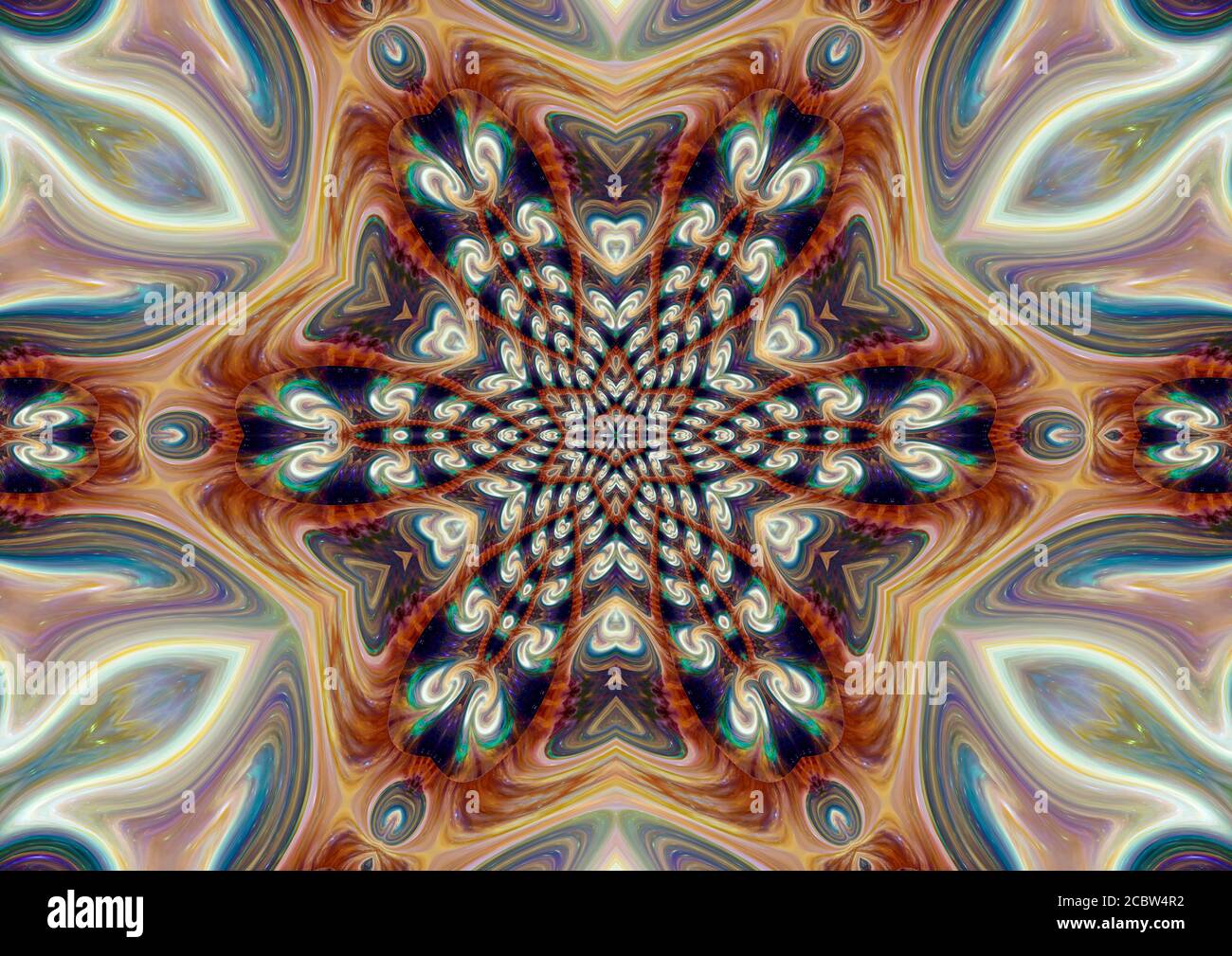 Einzigartige Mandala-Schöpfung. Farbenfrohes, dynamisches, modernes Design. Stockfoto