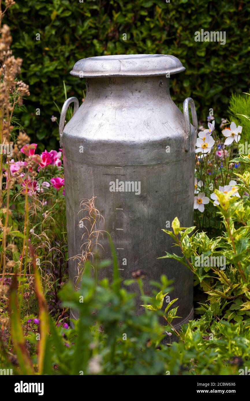 Ein Jahrgang 1950 - 1960';s 10 Gallone Milch Churn. Stockfoto