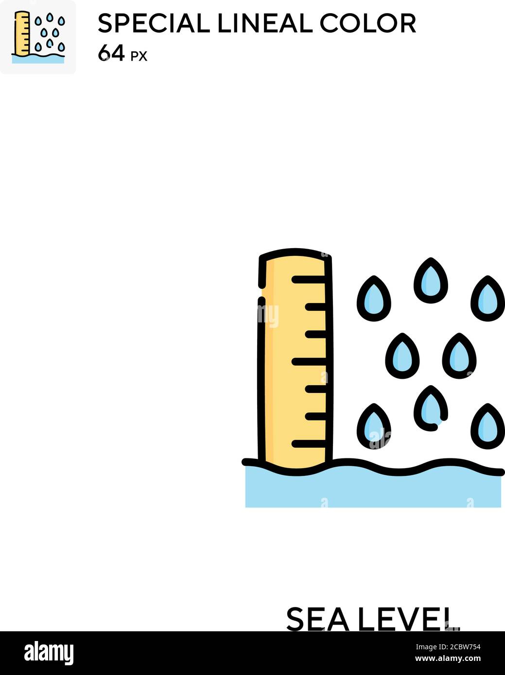 Meereshöhe spezielles lineales Farbvektorsymbol. Symbole auf Meereshöhe für Ihr Geschäftsprojekt Stock Vektor