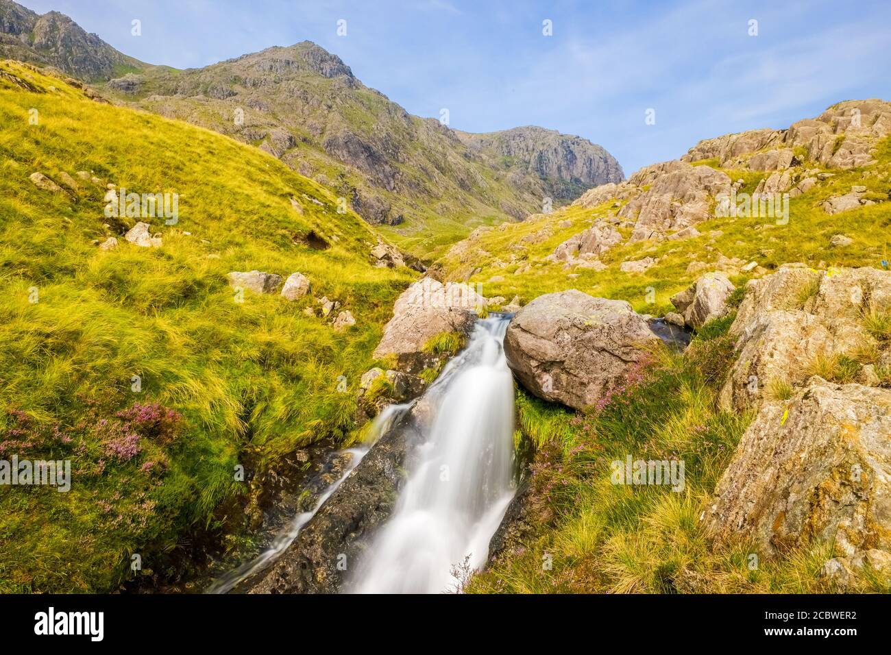 CAM Spout, ein Wasserfall unterhalb von Scafell, im Upper Esk Valley, Lake District National Park Stockfoto