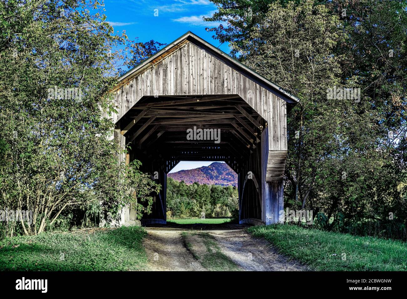 Gates Farm Covered Bridge, Cambridge, Vermont, USA. Stockfoto