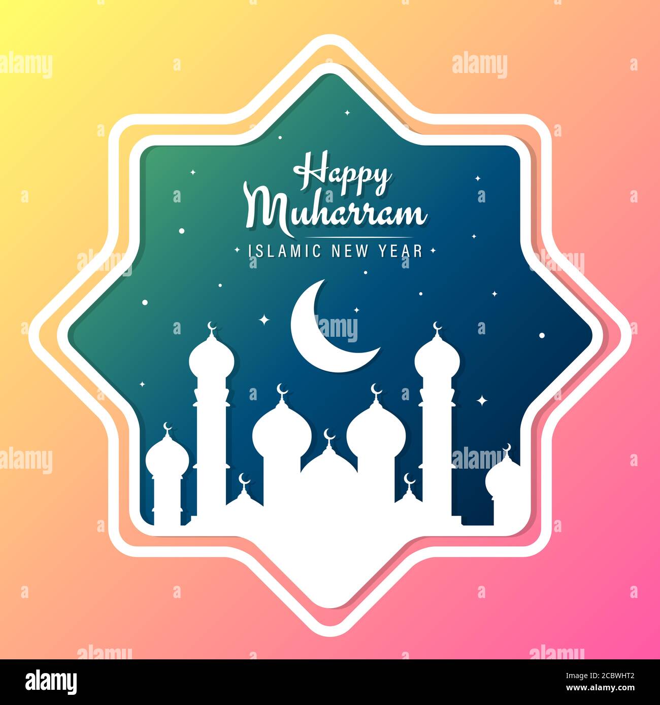 Happy Muharram, islamische Neujahr Grußkarte für Web, Illustration Vektor Stock Vektor