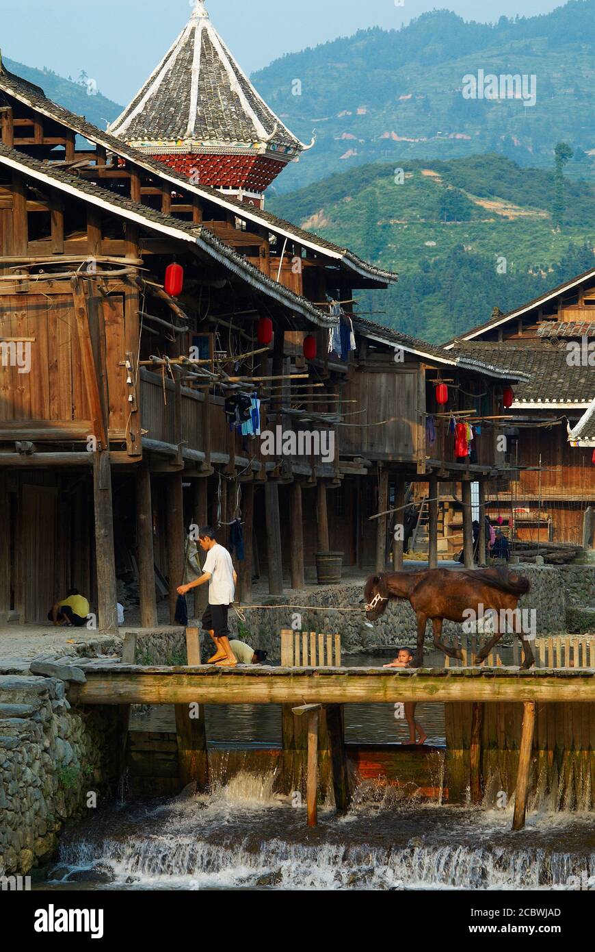 China. Provinz Guizhou. Dong Dorf Zhaoxing. Stockfoto