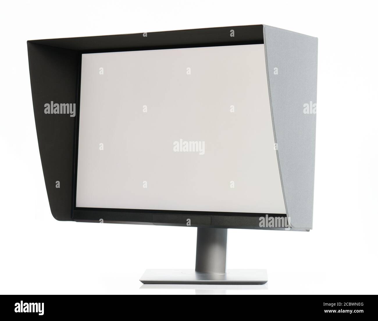 Grafikdesign Computer Bildschirm perspektivische Ansicht isoliert auf weißem Hintergrund Stockfoto