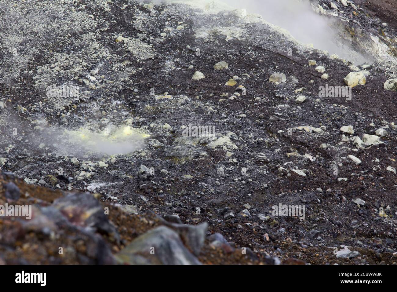 Blick auf den Vulkan in Manado am Ende der Wanderung, Indonesien Stockfoto