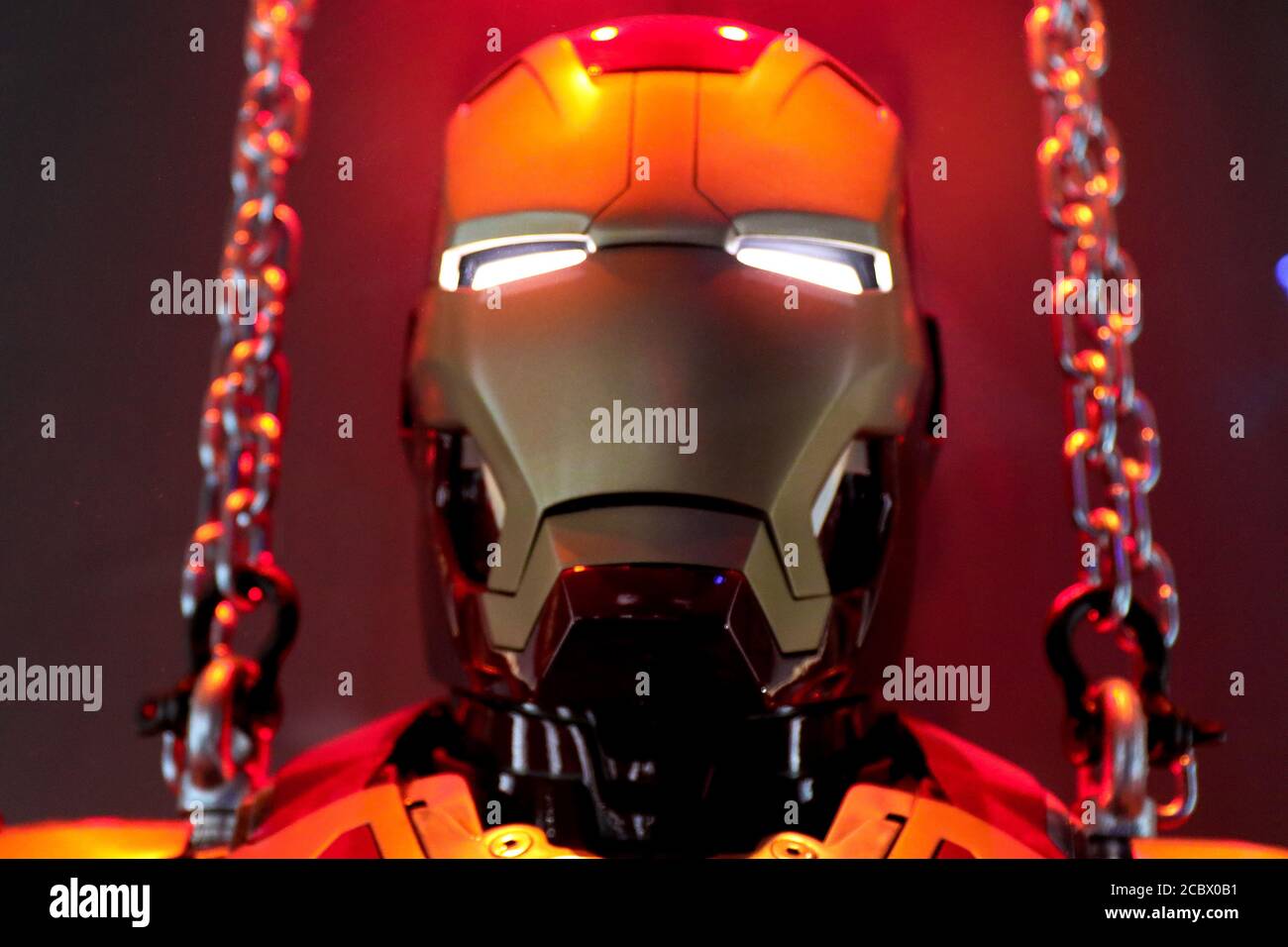 Las Vegas, USA - 09. Okt 2017: Iron man Head Modell im Avengers Experience im Treasure Island Hotel und Casino auf dem Las Vegas Strip. Stockfoto