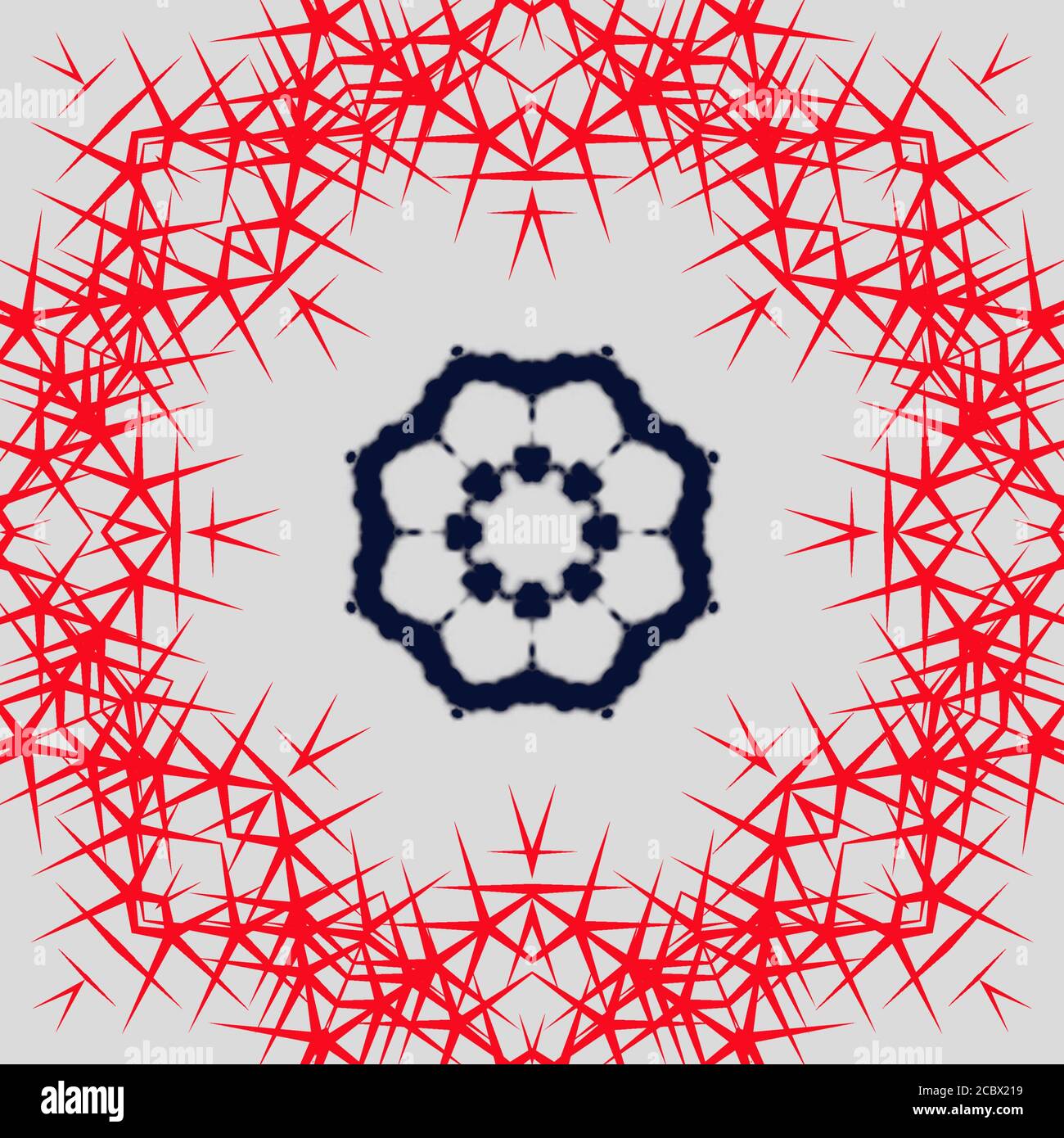 Gepunktetes, farbliches Design in Rot für Ihr Unternehmen. Kreative geometrische Hintergrund in Halbton-Stil mit farbigen Flecken. Stockfoto