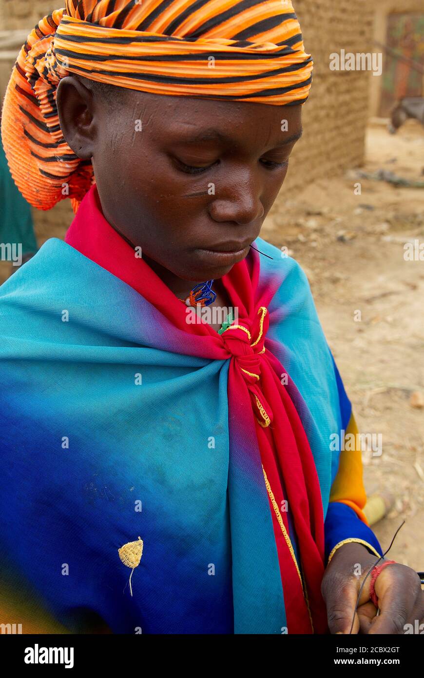 Niger. Sonntagsmarkt in Ayorou am Ufer des Niger. Stockfoto