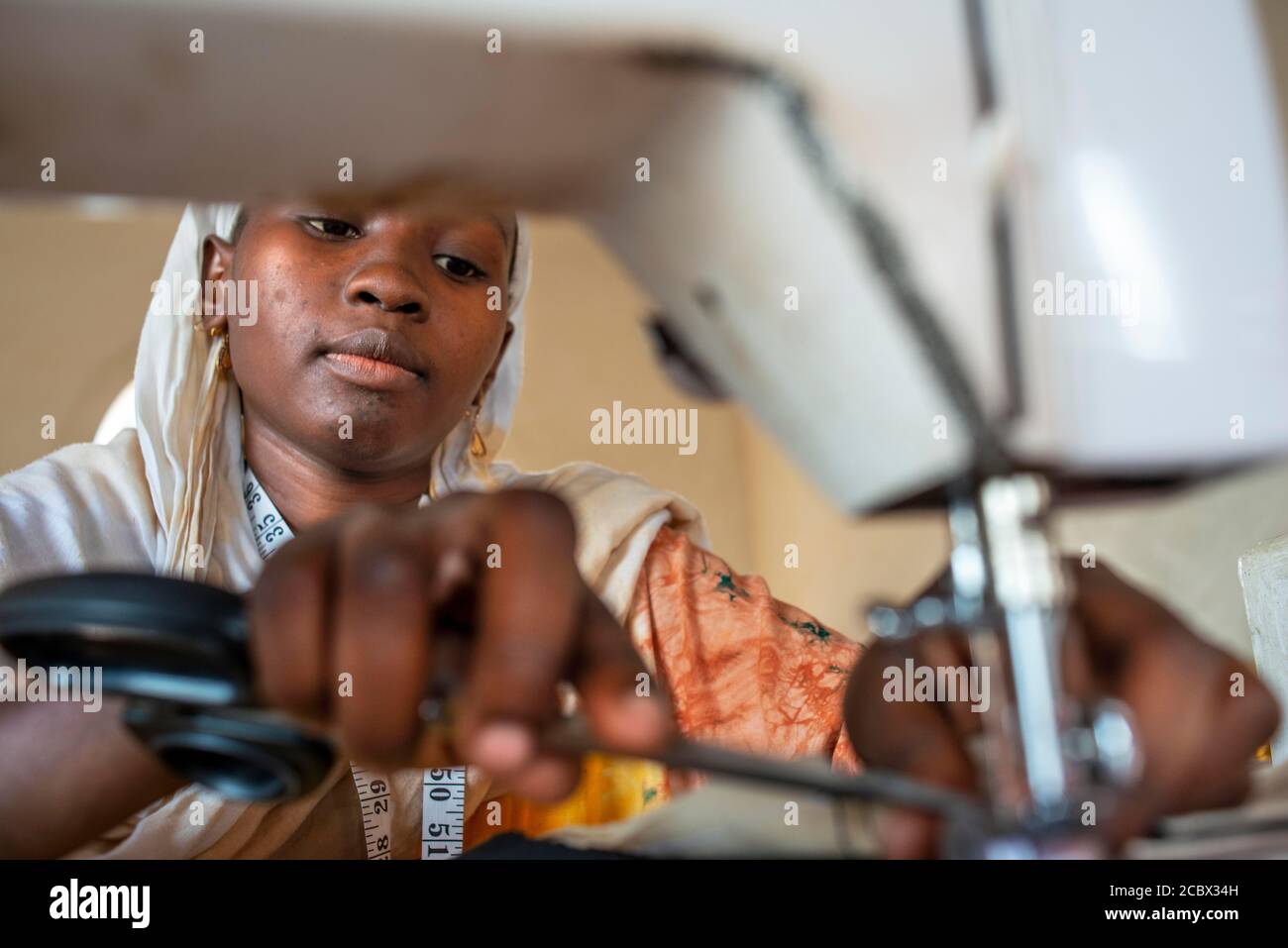 Nähtücher zum Andenken. Afrikable spanische NGO in Lamu Island Kenia. Diese Vereinigung versucht, Frauen, die Opfer von Missbrauch geworden sind, zu stärken. B Stockfoto