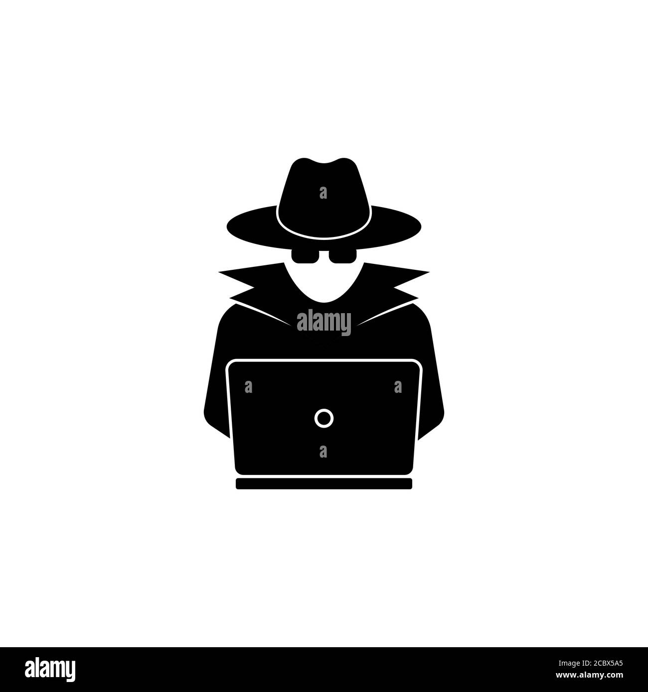 Spy Agent sucht auf Laptop-Symbol. Vektor auf isoliertem weißem Hintergrund. EPS 10 Stock Vektor