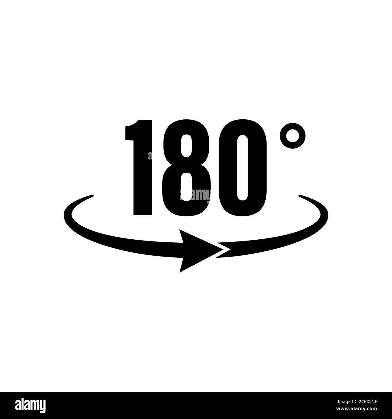 Symbol Winkel 180 Grad. Mathematisches Symbol für Geometrie. Rotationssymbol. Vektor auf isoliertem weißem Hintergrund. EPS 10 Stock Vektor