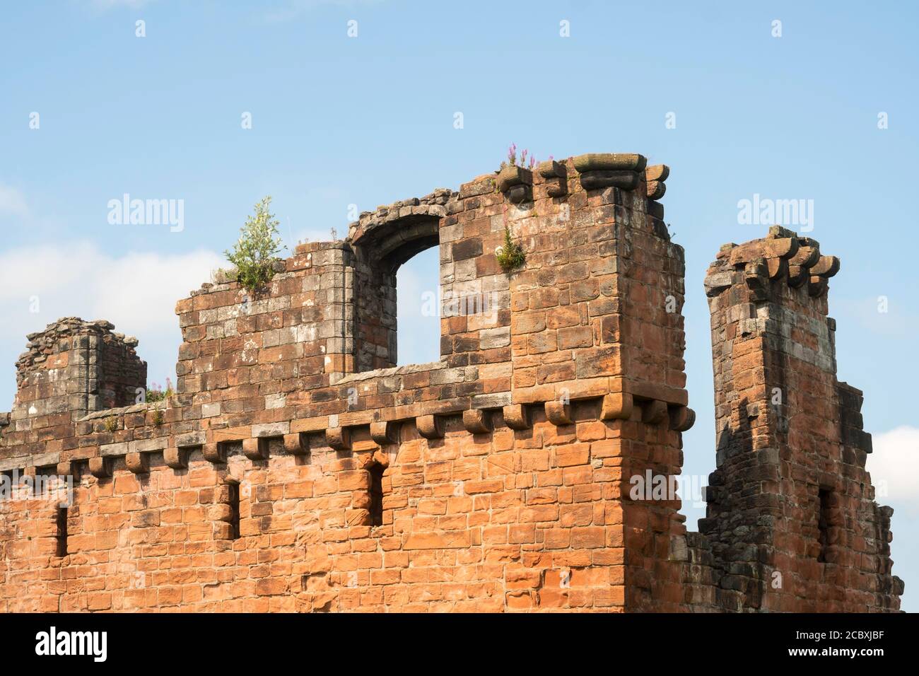 Detail- oder abstrakte Ansicht der Ruinen von Penrith Castle, Cumbria, England, UK Stockfoto
