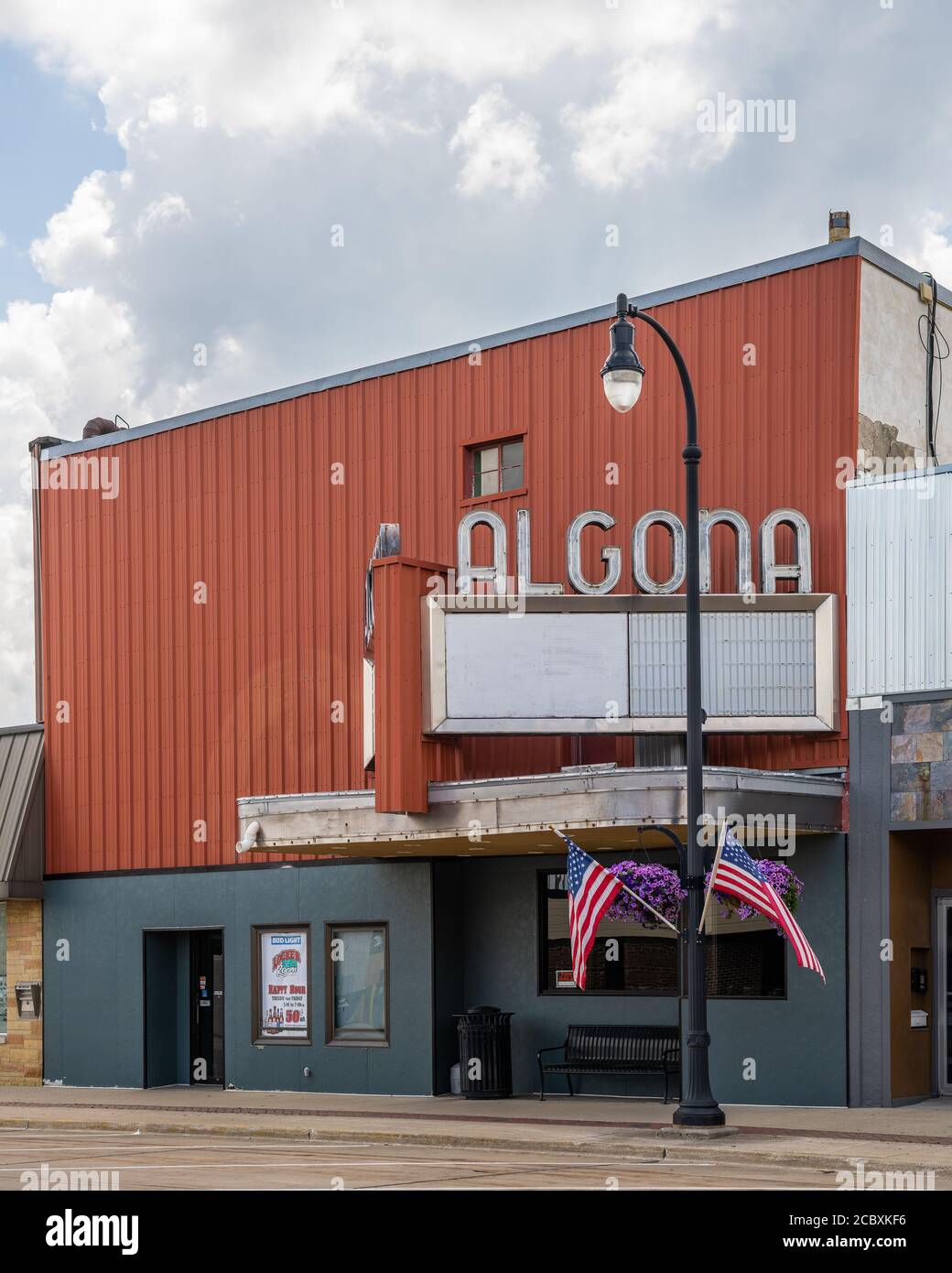 Gebäude an der Hauptstraße in Algona Stockfoto
