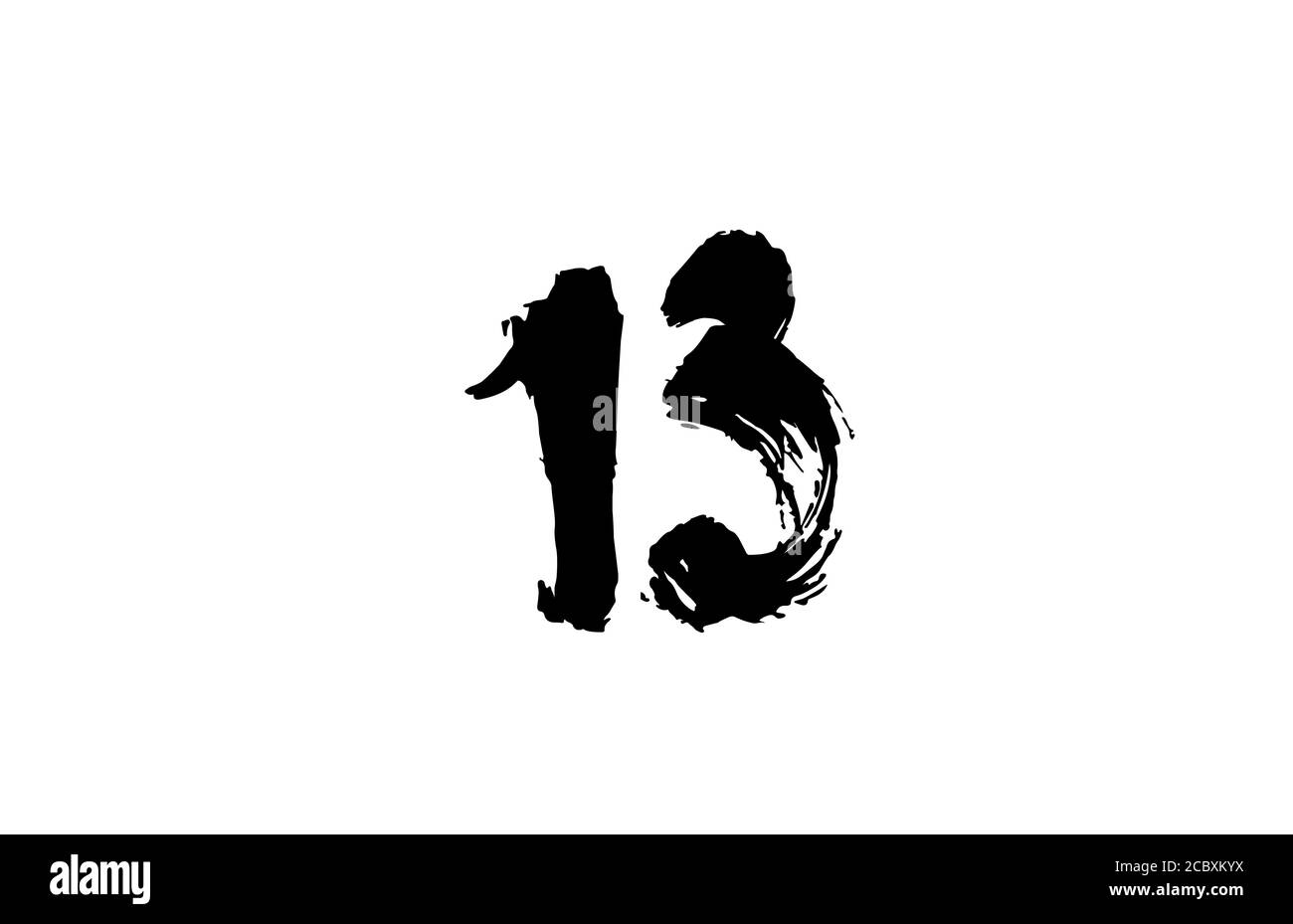 13 Grunge Zahl Logo Symbol Design. Handgeschriebenes Vintage-Konzept. Schwarze Farbe für Unternehmen und Unternehmen Stock Vektor