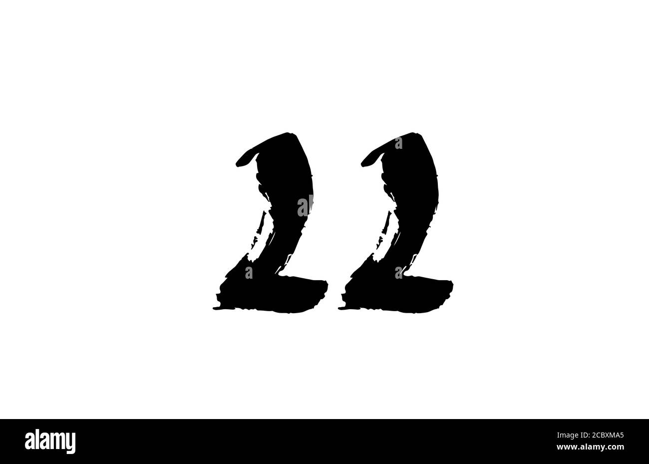 22 Grunge Zahl Logo Symbol Design. Handgeschriebenes Vintage-Konzept. Schwarze Farbe für Unternehmen und Unternehmen Stock Vektor