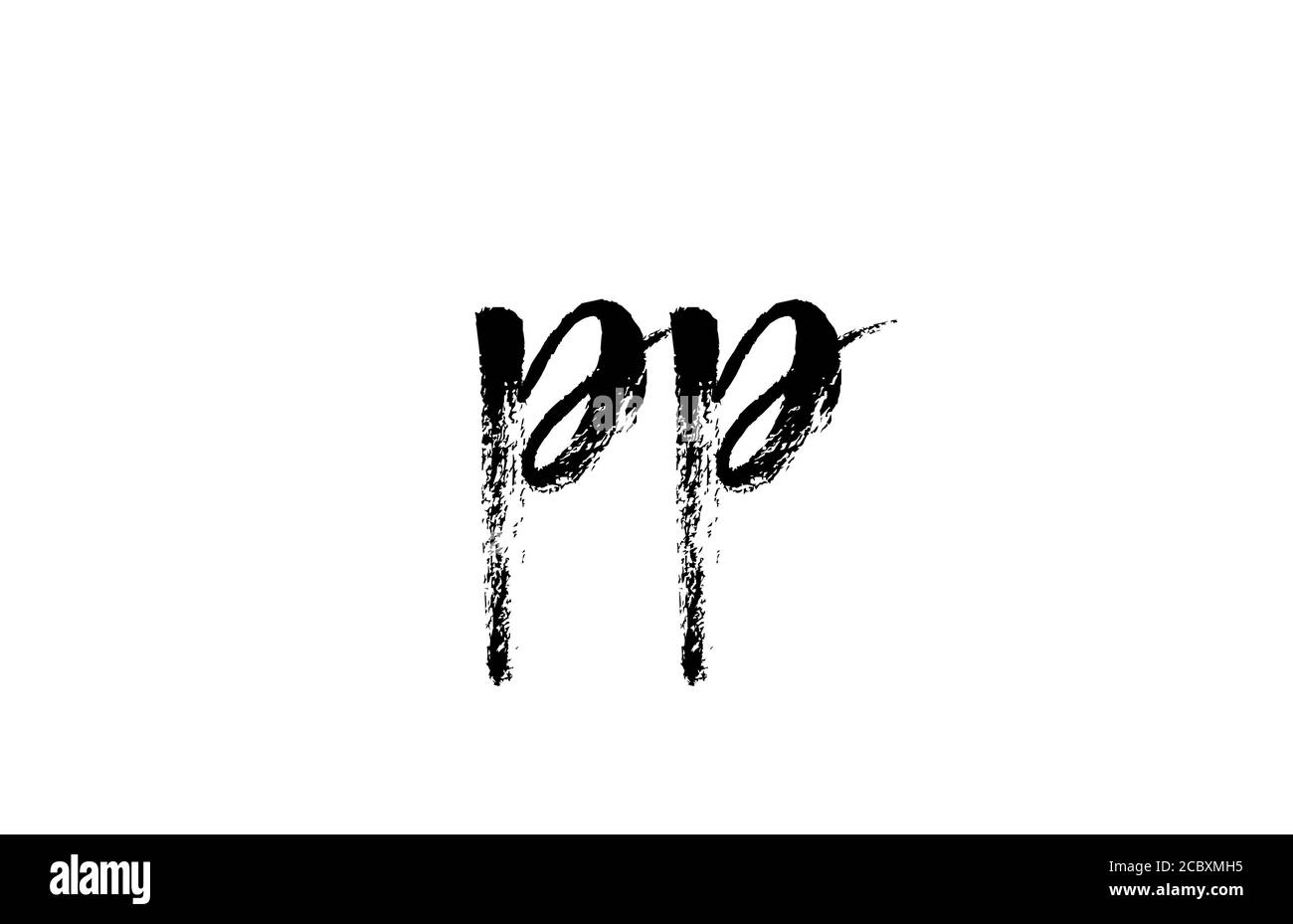 PP P P Buchstaben Logo Symbol Kombination. Grunge handgeschriebenes Vintage-Design. Schwarz-weiße Farbe für Unternehmen und Unternehmen Stock Vektor