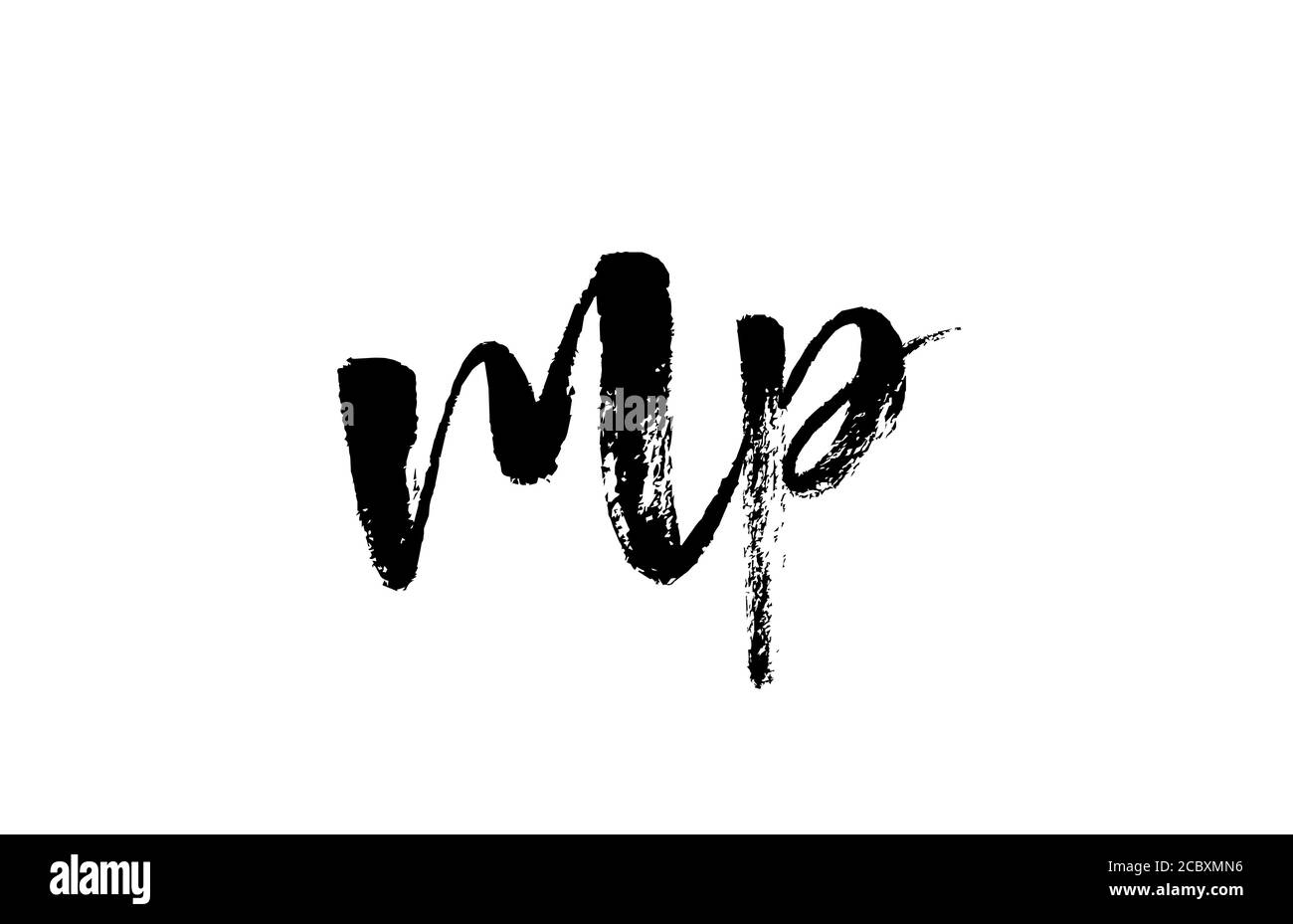 Symbolkombination für das MP M P-Logo mit Buchstaben. Grunge handgeschriebenes Vintage-Design. Schwarz-weiße Farbe für Unternehmen und Unternehmen Stock Vektor