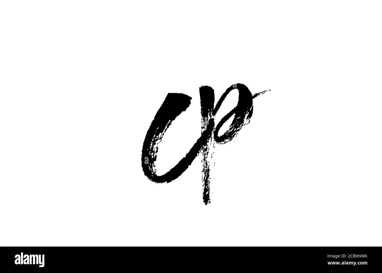 CP C P Buchstabenkombination mit Logo. Grunge handgeschriebenes Vintage-Design. Schwarz-weiße Farbe für Unternehmen und Unternehmen Stock Vektor