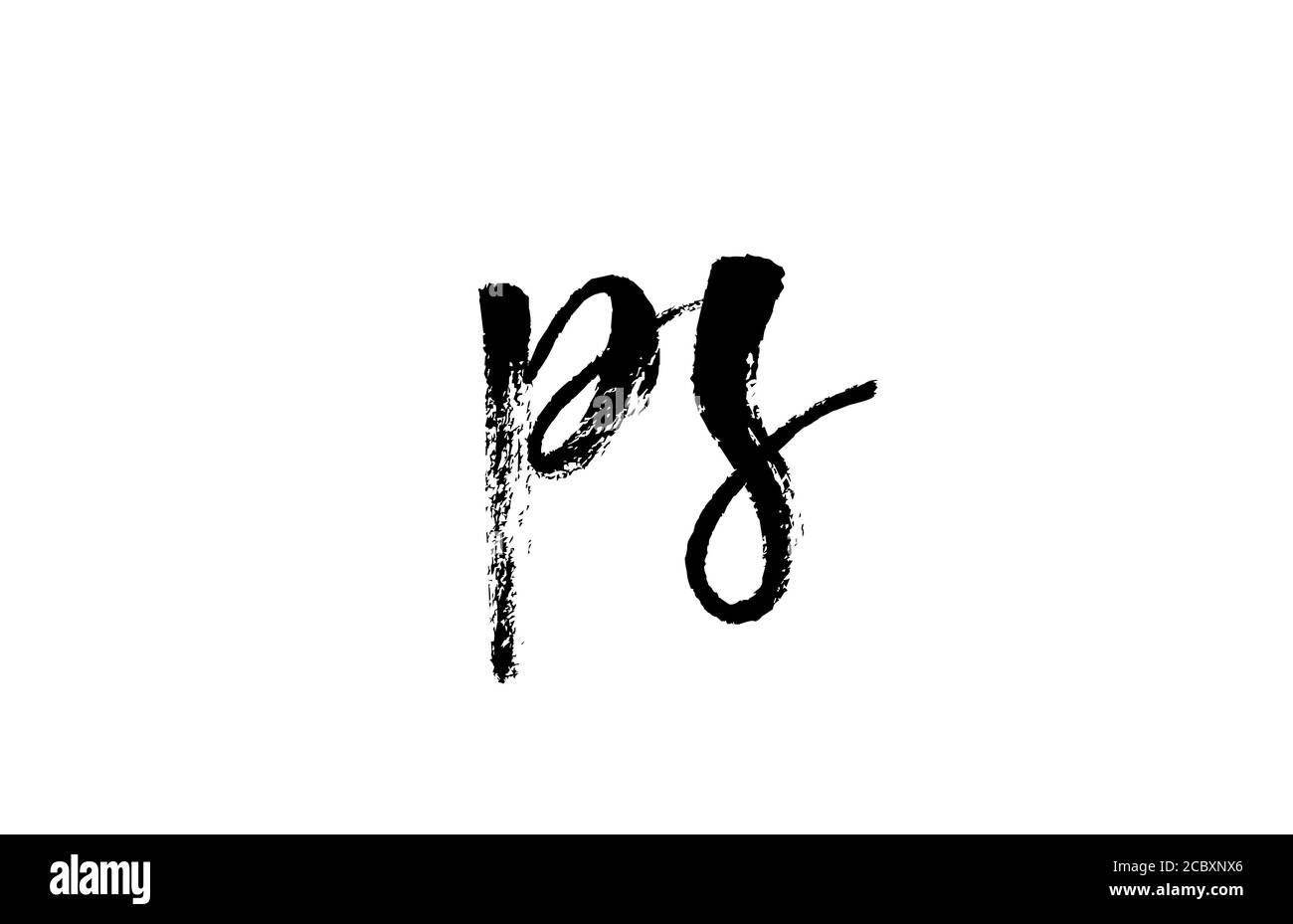 PS P S Buchstabenkombination für das Logo. Grunge handgeschriebenes Vintage-Design. Schwarz-weiße Farbe für Unternehmen und Unternehmen Stock Vektor