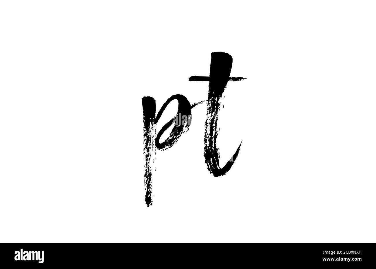 Symbol für PT P T-Buchstaben mit Logo. Grunge handgeschriebenes Vintage-Design. Schwarz-weiße Farbe für Unternehmen und Unternehmen Stock Vektor