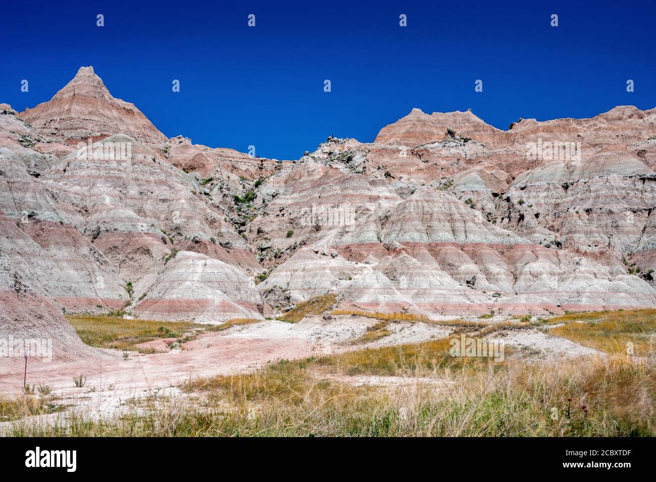 Landschaft des Badlands National Park während des Tages Stockfoto