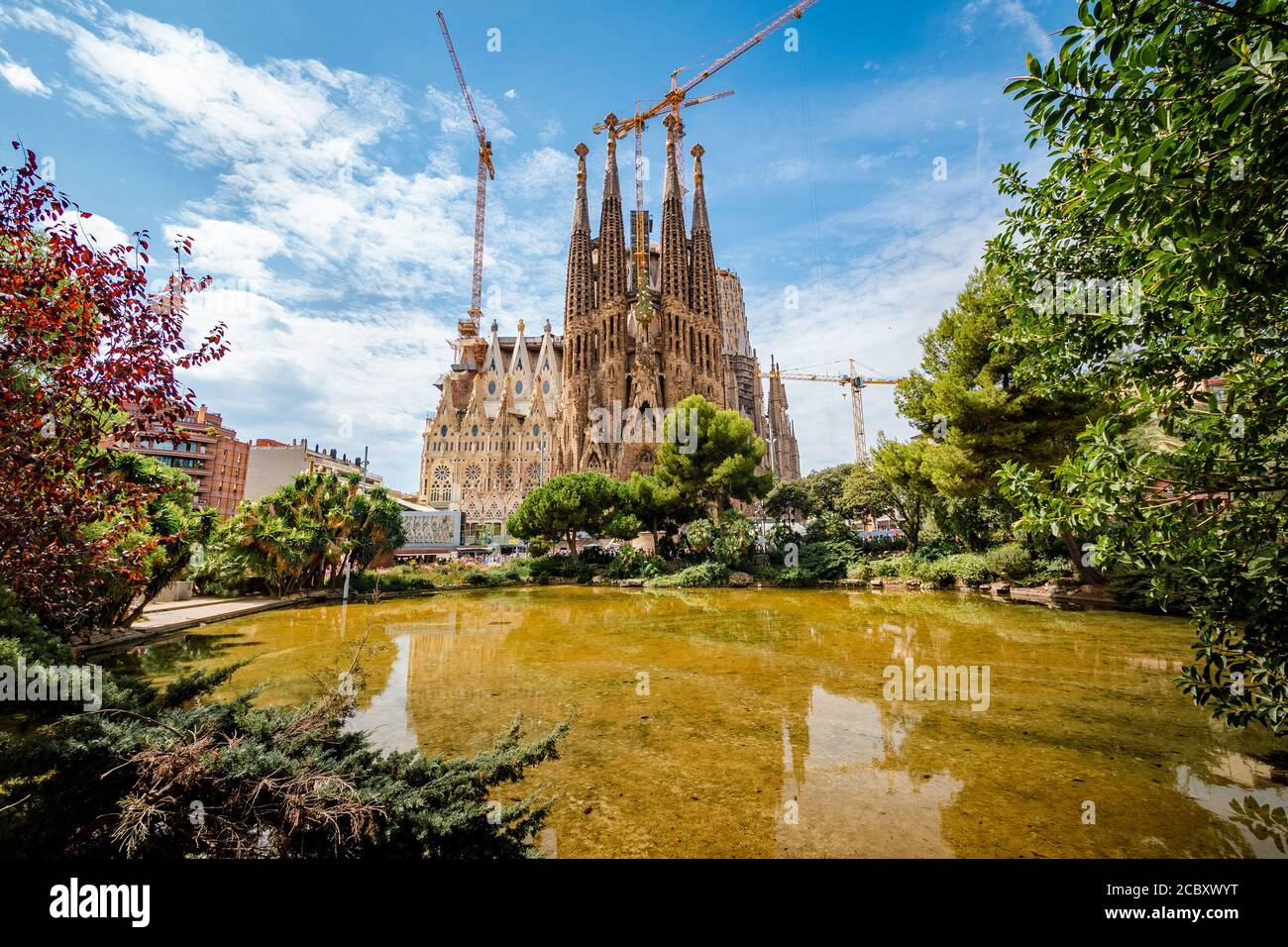 Barcelona, Spanien - 21. August 2017: Architektonisches Wahrzeichen Sagrada Familia Basilica, eine große römisch-katholische Kirche von Antoni Gaudi in Barcelo entworfen Stockfoto