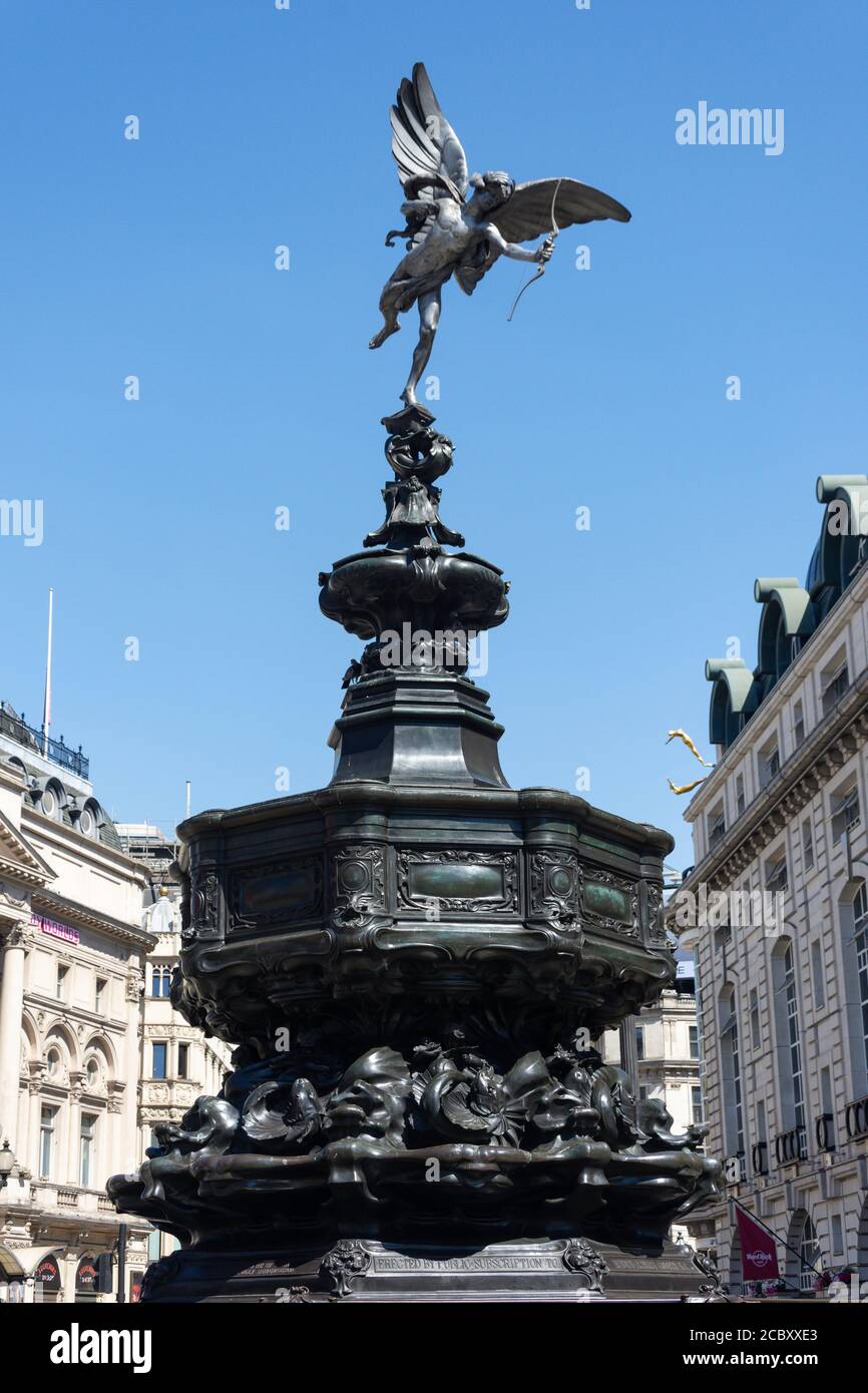 Shaftesbury Memorial Fountain mit Statue von Anteros, Piccadilly Circus, City of Westminster, Greater London, England, Vereinigtes Königreich Stockfoto