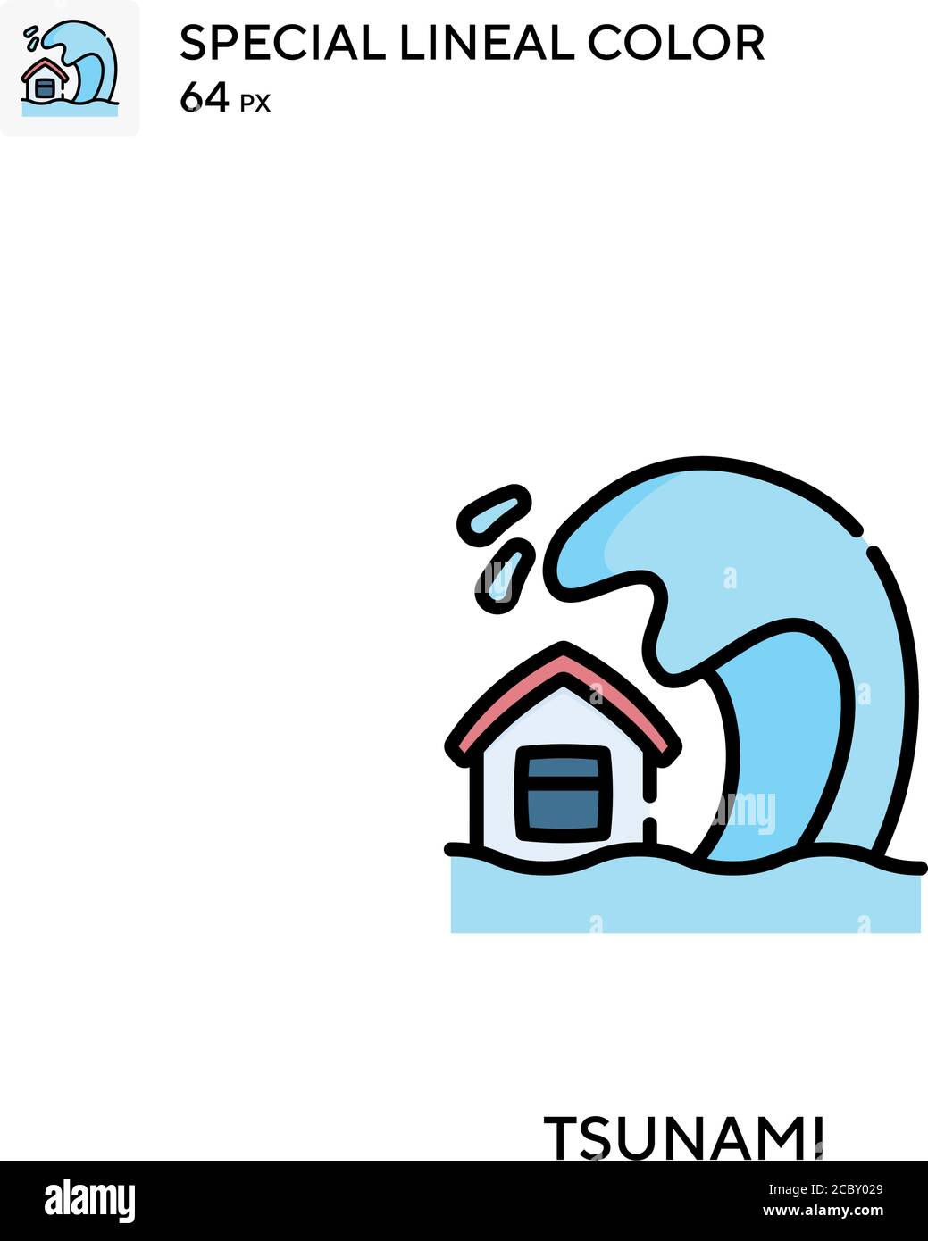 Tsunami spezielles lineales Farbvektorsymbol. Tsunami-Symbole für Ihr Geschäftsprojekt Stock Vektor