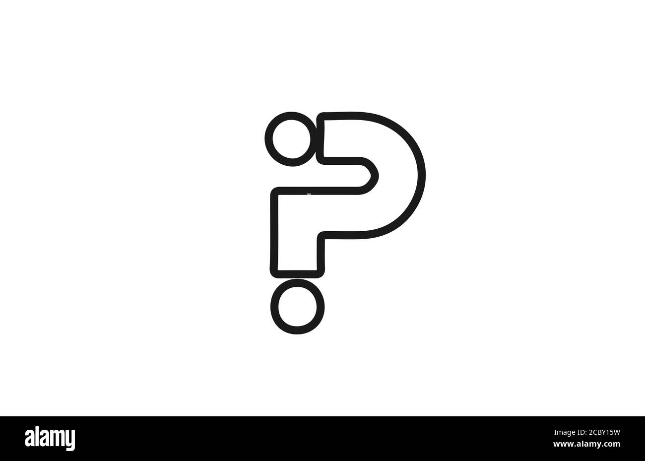 buchstabe P Buchstabe Logo-Symbol mit Linie. Schwarz-Weiß-Design für Unternehmen und Unternehmen Stock Vektor