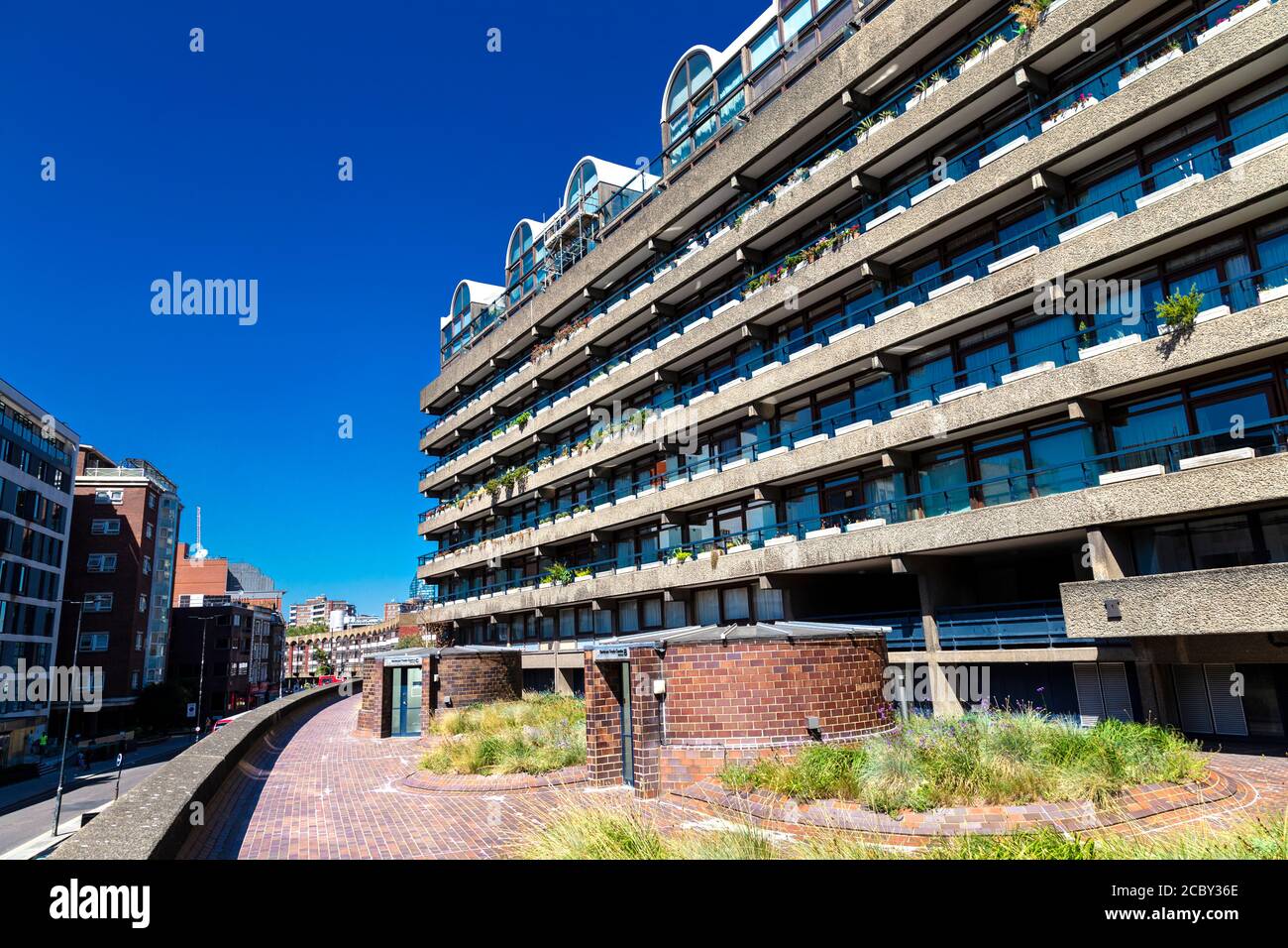John Trundle Court im brutalistischen Barbican Estate, London, Großbritannien Stockfoto