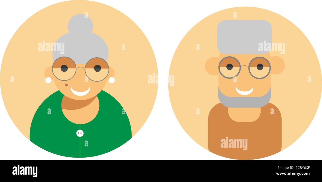 Ikone der Großmutter und des Großvaters. Ein paar ältere Leute. Vektorgrafik Stock Vektor