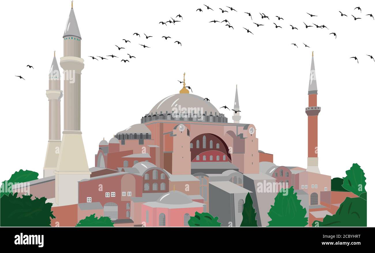 Die Hagia Sophia, eines der historischen architektonischen Wunder, das noch steht. Istanbul Türkei. Stock Vektor
