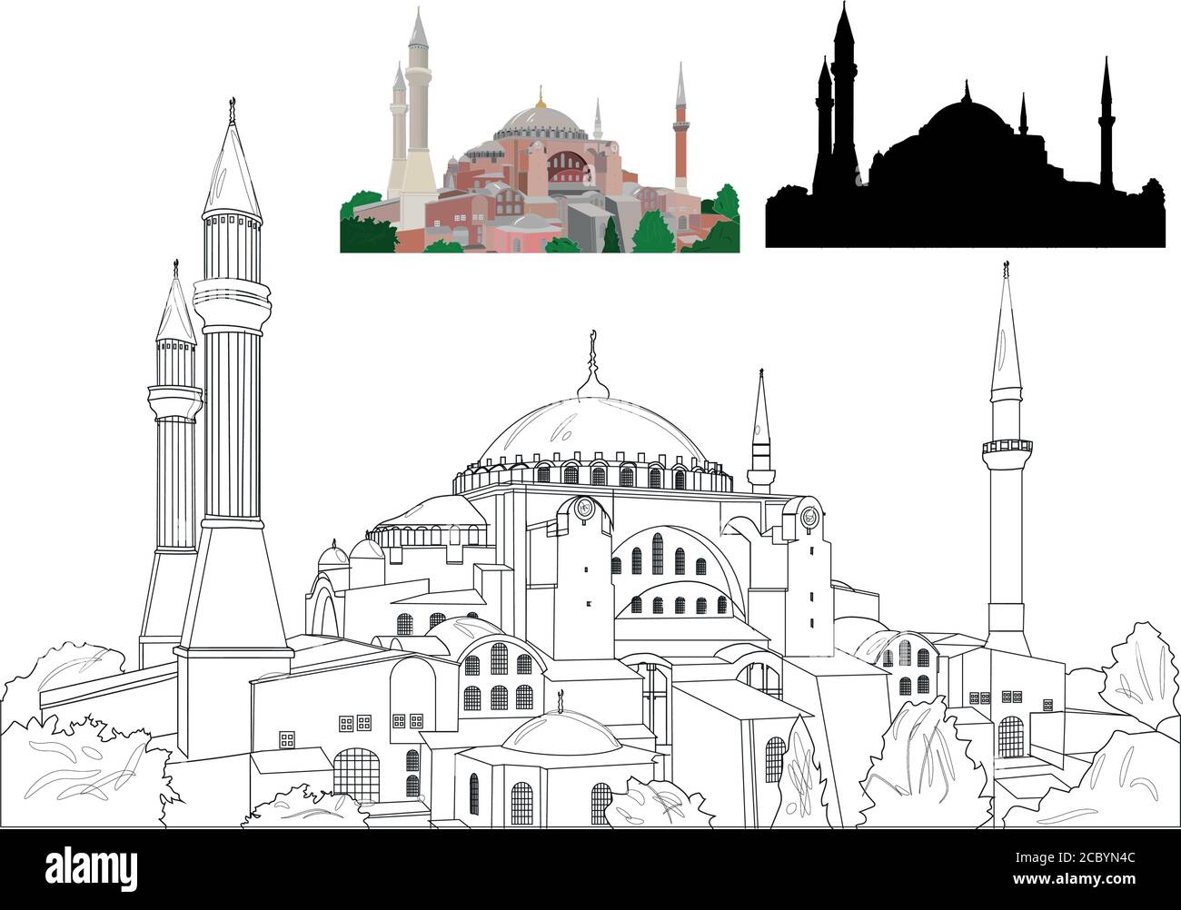 Die Hagia Sophia, eines der historischen architektonischen Wunder, das noch steht. Istanbul Türkei. Stock Vektor