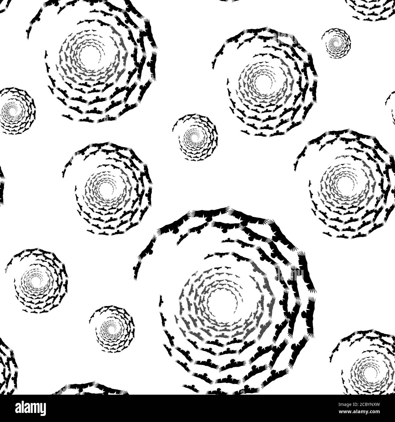 Vögel. Vektorbild. Weißer Hintergrund. Nahtloses Muster. Stock Vektor