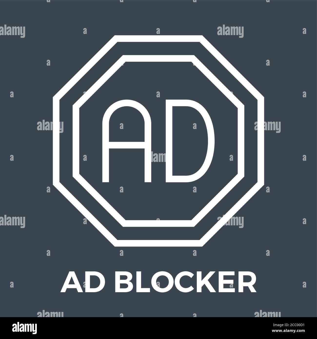 SYMBOL für den Vektor der DÜNNEN Linie DES WERBEBLOCKER Stock Vektor