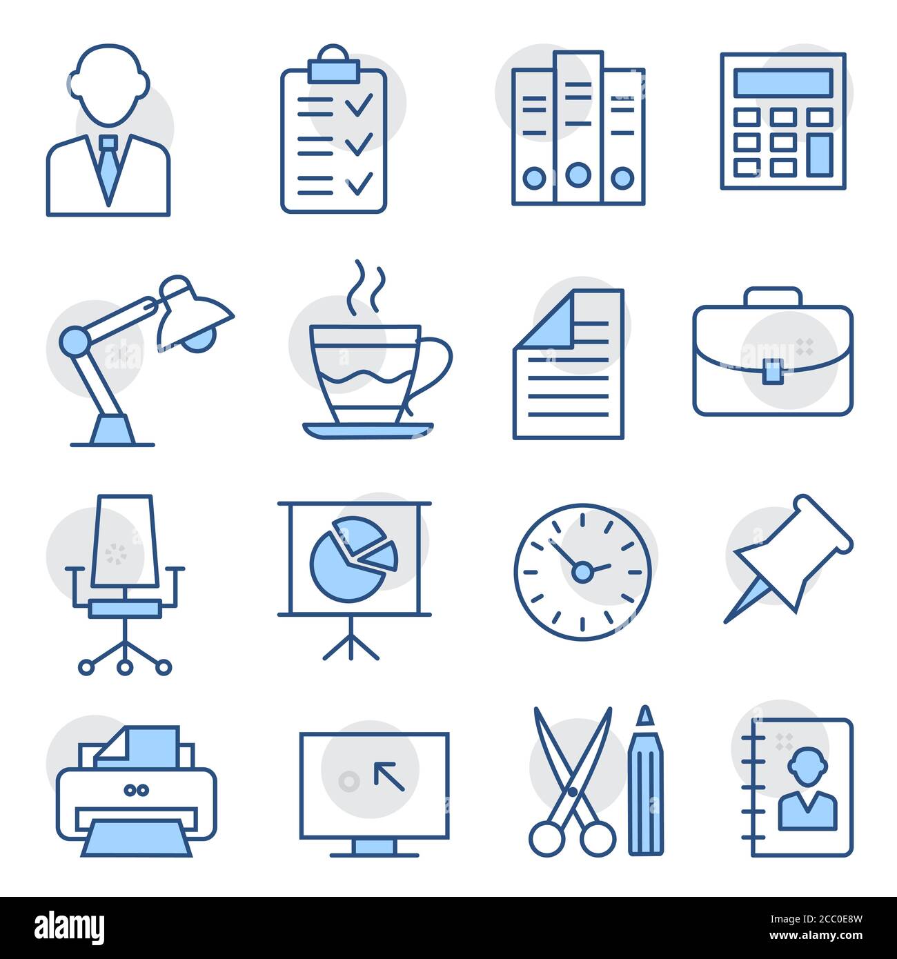 Office Line-Symbole auf weißem Hintergrund Stock Vektor