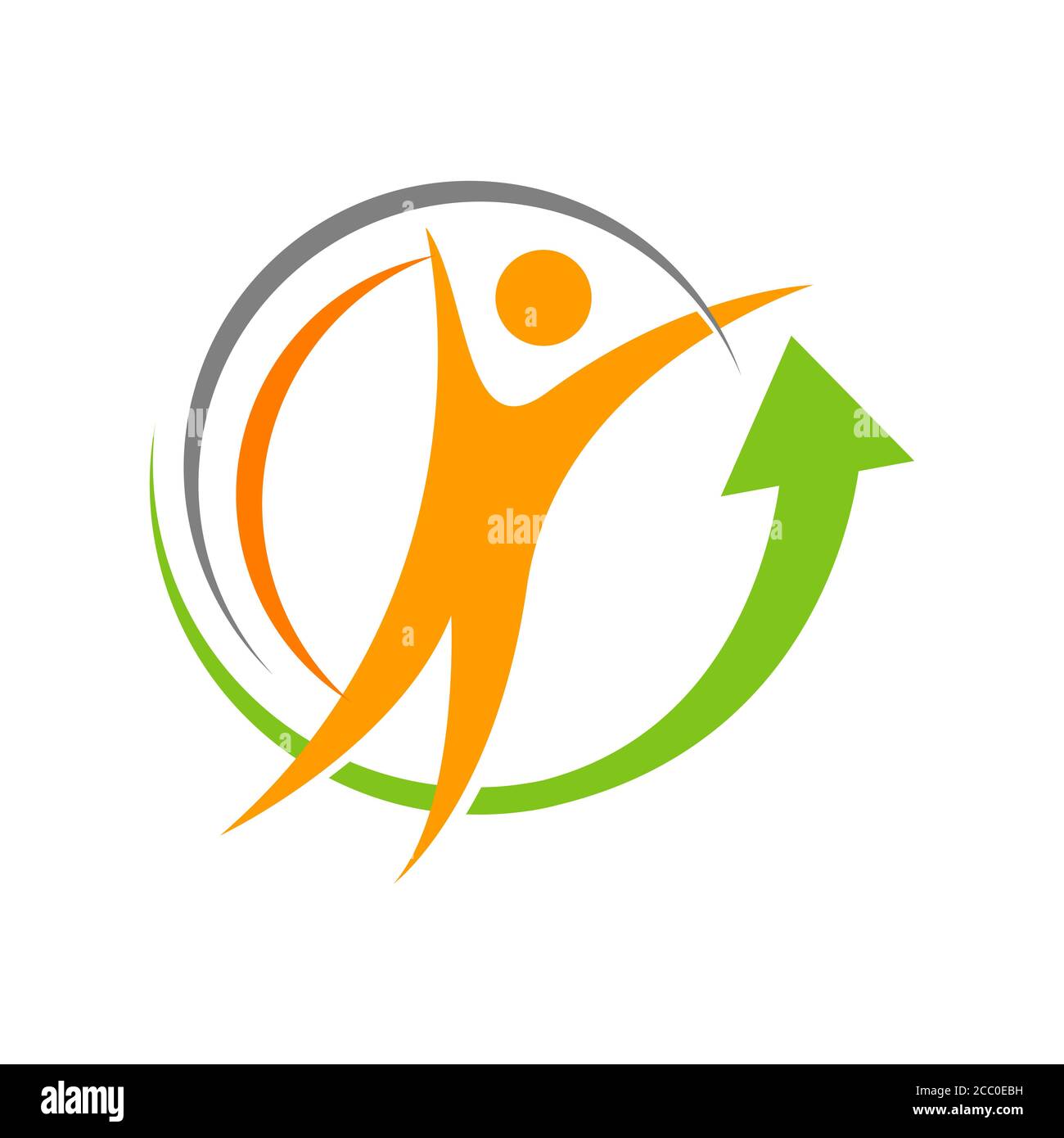 Neue einfache körperliche Training Logo Vektor gesunde Menschen und Pfeil Nach oben Abbildungen Stock Vektor