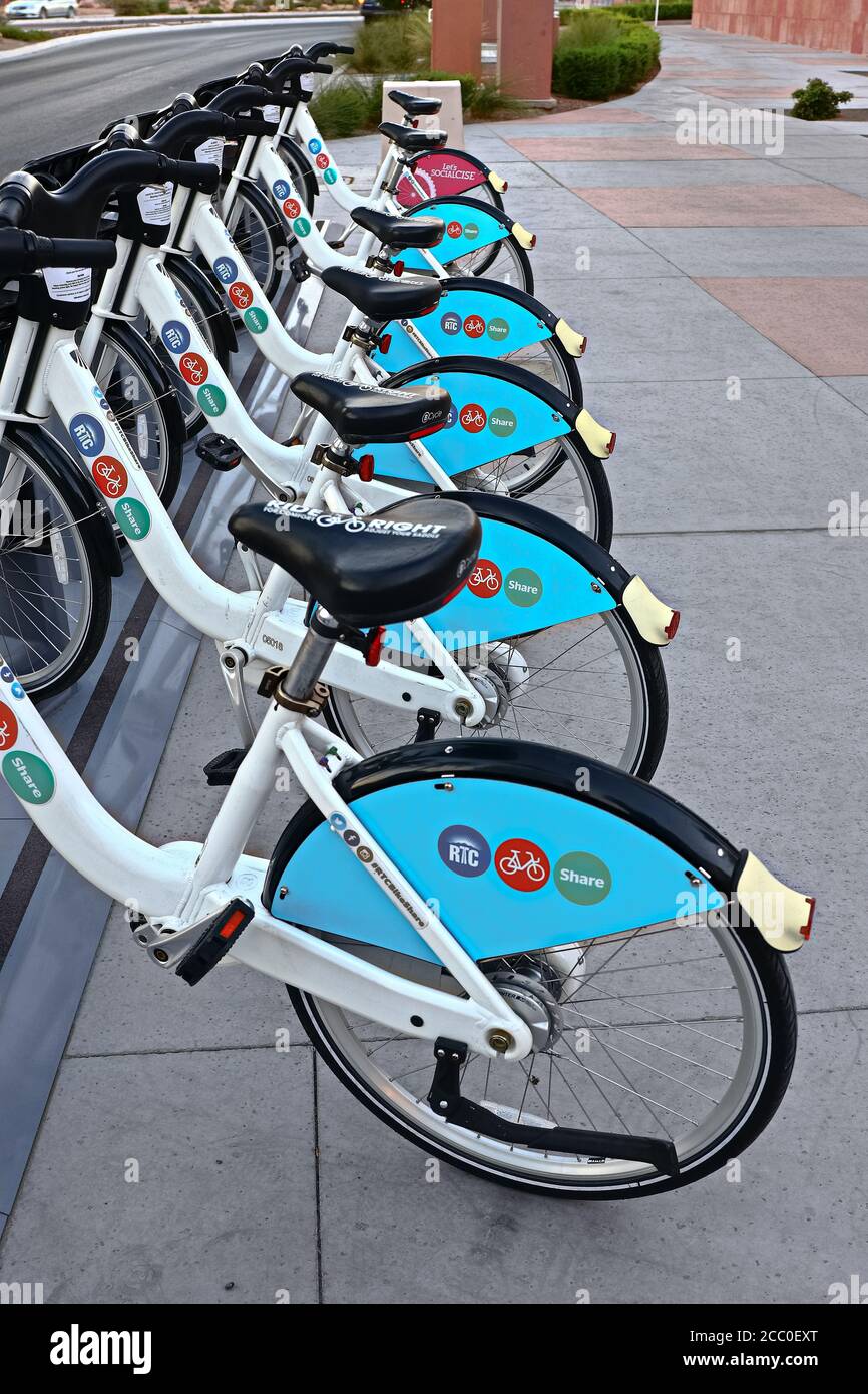 RTC Bike Share Station in Las Vegas.ein Programm, das bietet Eine bequeme und einfach zu bedienende Alternative zu Kurzreisen in Die Innenstadt ist Stockfoto