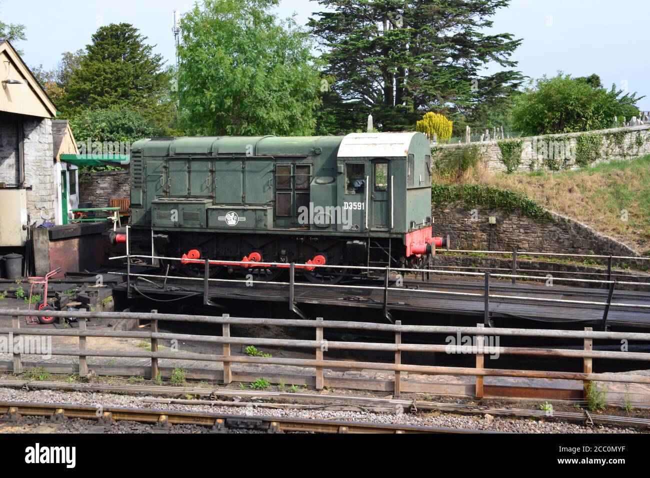 Ein Shunter der Klasse 08 auf einem Plattenteller. Stockfoto