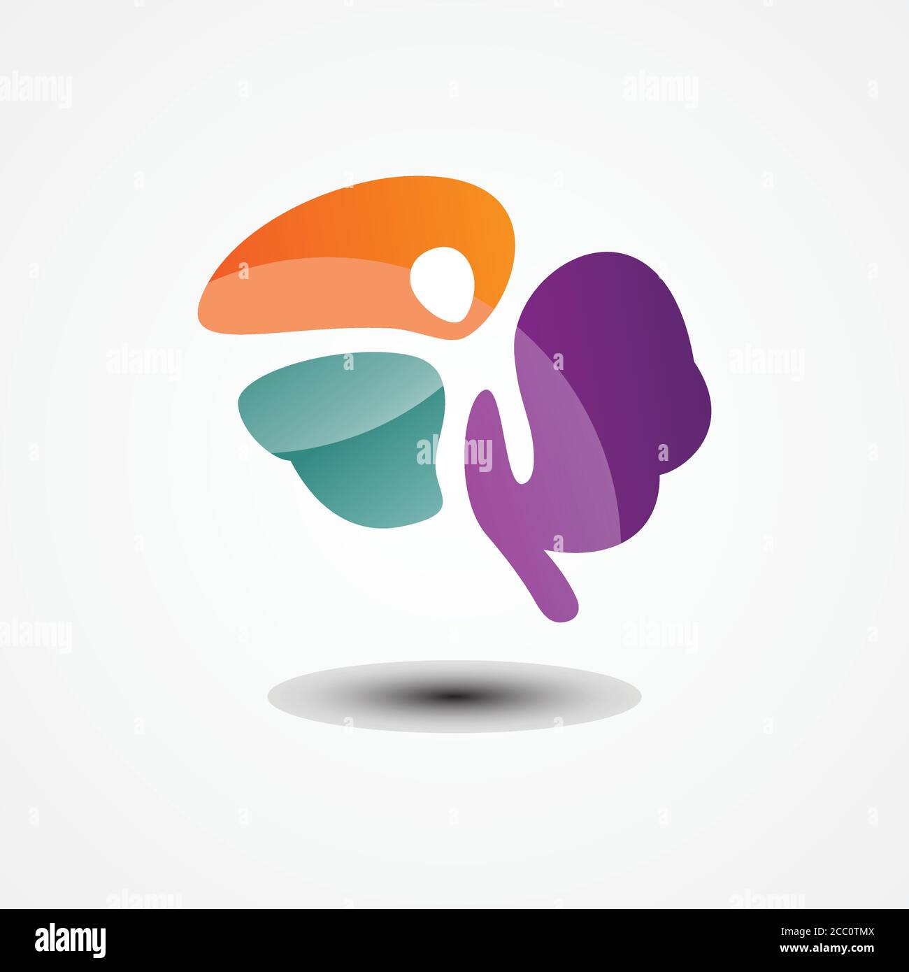 Abstrakte bunte Menschen im Gehirn Vektor-Symbol auf dem weißen Hintergrund. Abstrahieren Sie Menschen für Ihr bestes Geschäftssymbol. Vektorgrafik Stock Vektor