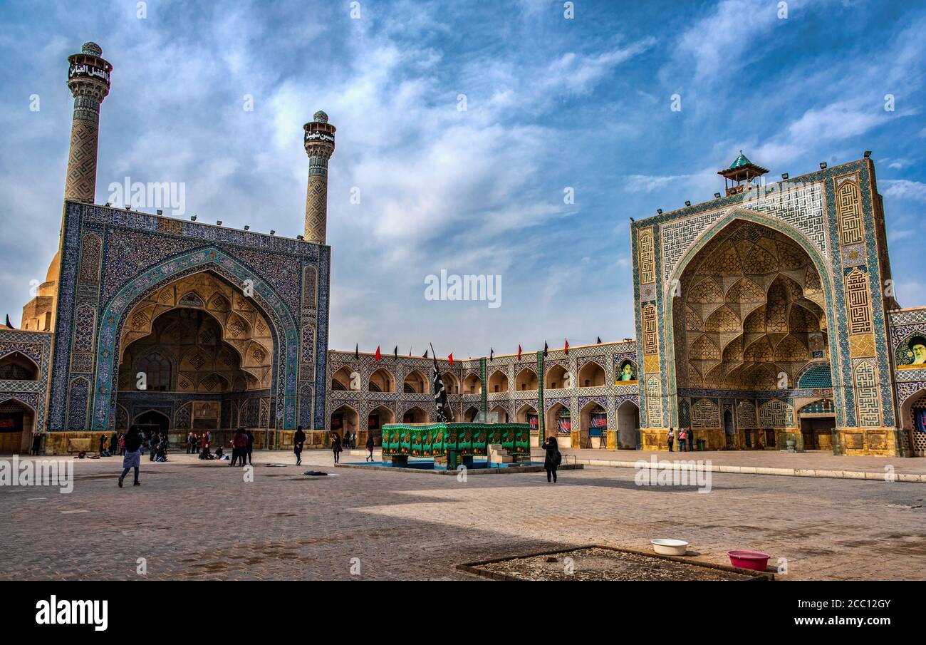 Süd- und Westiwans, Jameh-Moschee, freitagsmoschee, Isfahan, Iran Stockfoto