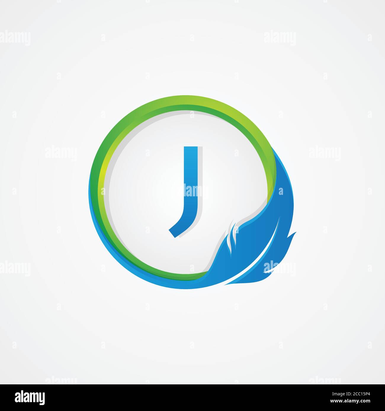 Buchstabe J innen Runde geformte Feder Symbol für Element Design Symbol. Einfaches Design Symbol Feder für Ihr Business-Symbol. Vektorgrafik EPS.8 Stock Vektor